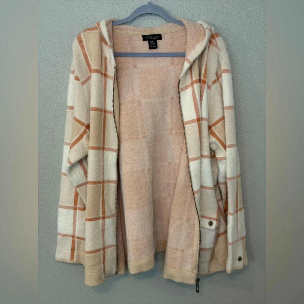 Rachel Zoe plaid cozy soft warm sweater size 3X spring color block plus size Y2K
